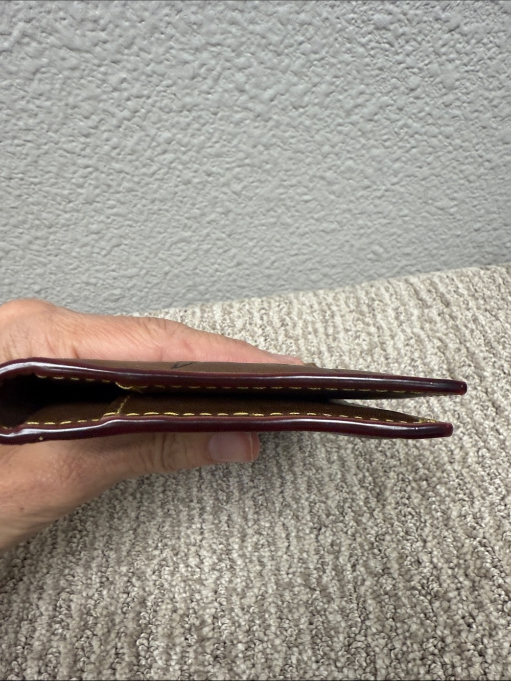 Coach Brown Leather Tattoo-Print Long Long Pocket Wallet with Yellow Stitching - Picture 9 of 12